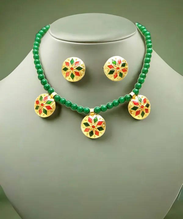Assamese_Traditional_Based_Copper_Red_Green_Moni_Golpata_Jewellery_Set