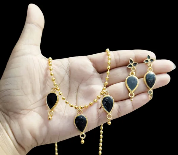 Assamese_Traditional_Black_Meenakari_Golpata_3_Locket_Chain_Jewellery_Set