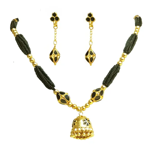 Copper_Based_Assamese_Traditional_Black_Monimala_Jhumka_Jewellery_Set