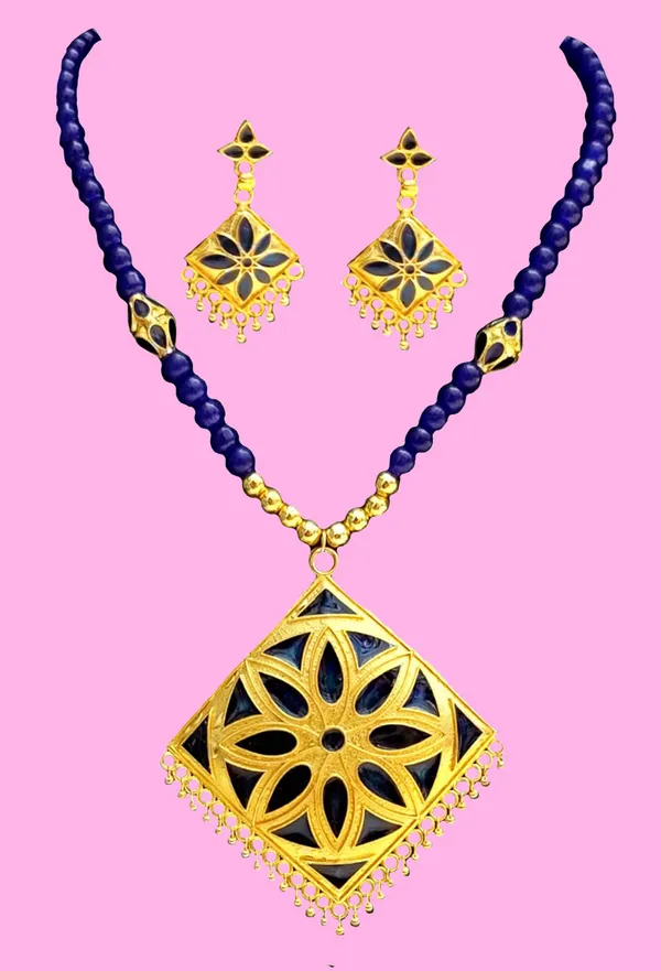 Assamese_Traditional_Blue_Ball_Moni_Tassel_Jewellery_Set