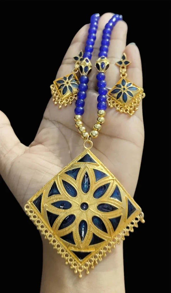 Assamese_Traditional_Blue_Ball_Moni_Tassel_Jewellery_Set