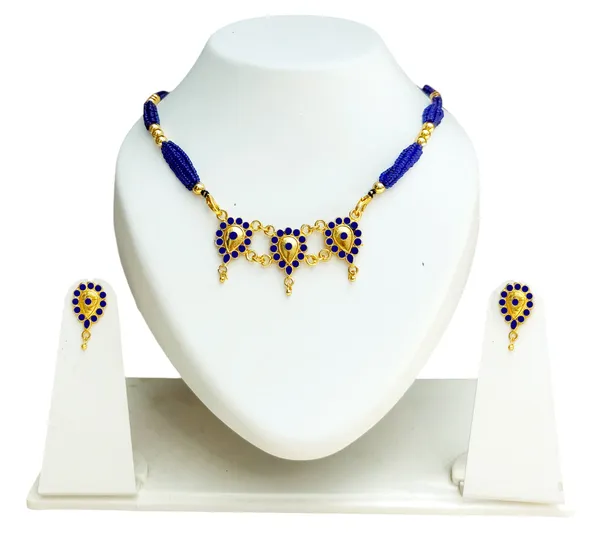 Assamese_Traditional_Blue_Dugdugi_Golpata_With_Tassel_Jewellery_Set