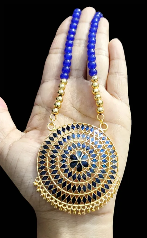 Assamese_Traditional_Blue_Japi_Moni_Tassel_Jewellery_Set