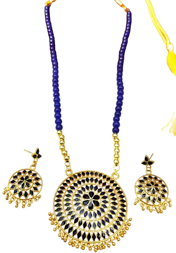 Assamese_Traditional_Blue_Japi_Moni_Tassel_Jewellery_Set