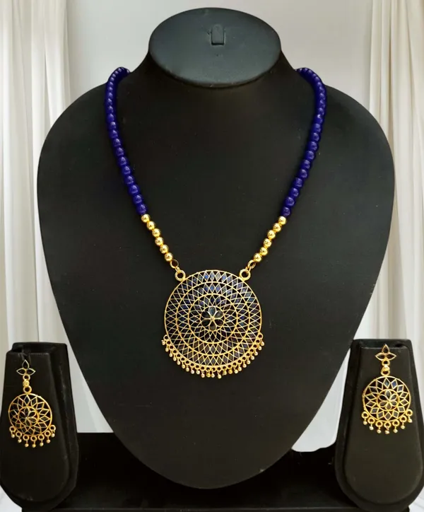 Assamese_Traditional_Blue_Japi_Moni_Tassel_Jewellery_Set