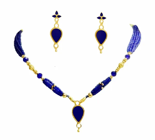 Assamese_Traditional_Blue_Meenakari_Golpata_Locket_Jewellery_Set