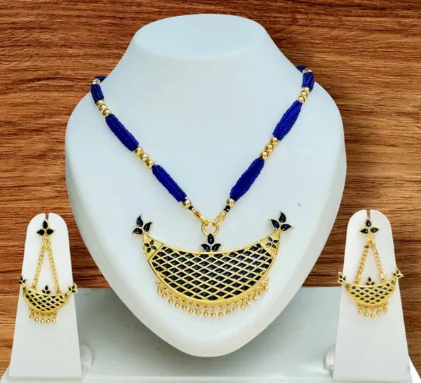 Assamese_Traditional_Blue_Meenakari_Junbiri_Jewellery_Set