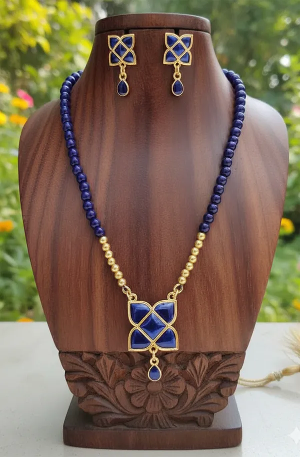 BG_GOLD_Assamese_Traditional_Copper_Based__Blue_Square_Moni_Tassel_Jewellery_Set