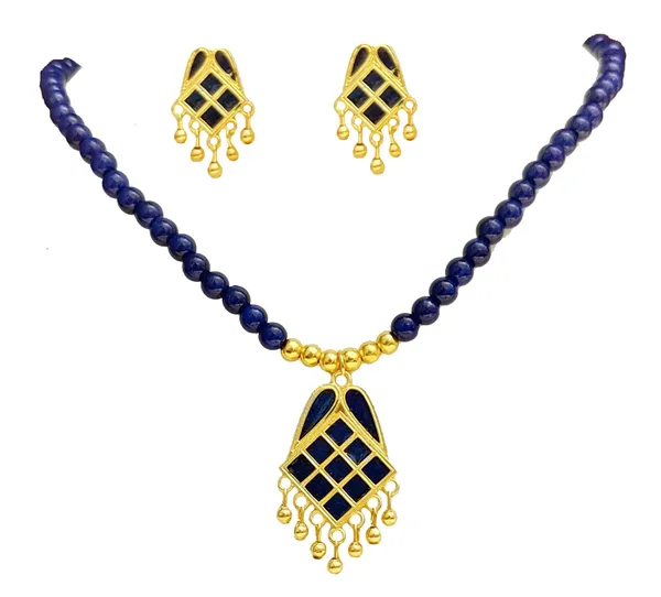 Assamese_Traditional_Blue_Square_Mini_Tassel_Jewellery_Set