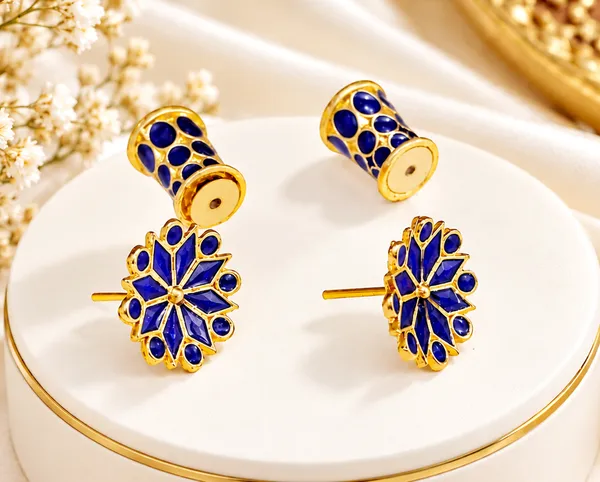 BG_GOLD_Assamese_Traditional_Blue_Thuriya_Copper_Stud_Earring_