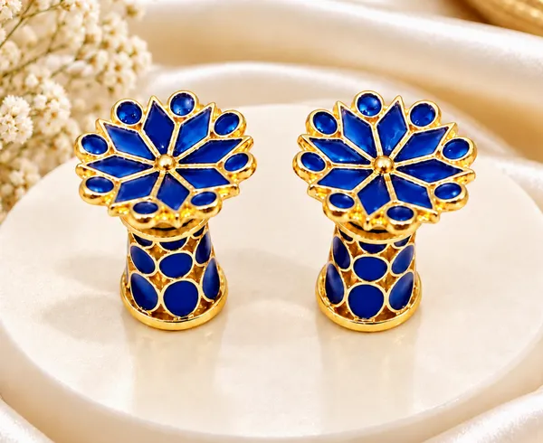 BG_GOLD_Assamese_Traditional_Blue_Thuriya_Copper_Stud_Earring_
