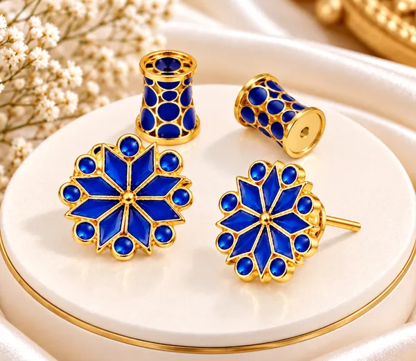 BG_GOLD_Assamese_Traditional_Blue_Thuriya_Copper_Stud_Earring_