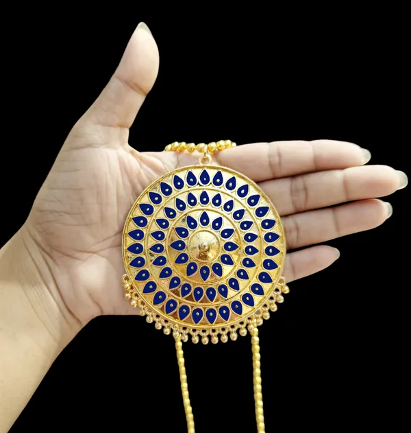 Assamese_Traditional_Blue_Big_Japi_Goti_Chain_Jewellery_Set