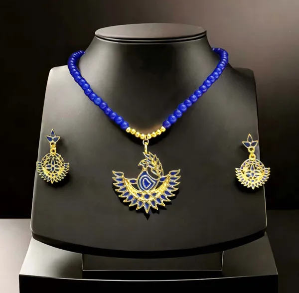 Assamese_Traditional_Blue_Meenakari_Mayur_Design_Monitassel_Jewellery_Set