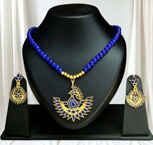 Assamese_Traditional_Blue_Meenakari_Mayur_Design_Monitassel_Jewellery_Set