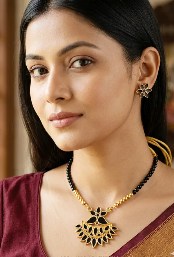 BG_GOLD_Assamese_Traditional_Copper_Based_Black__Flower_Set_With_Moni_Tassel_Jewellery_Set
