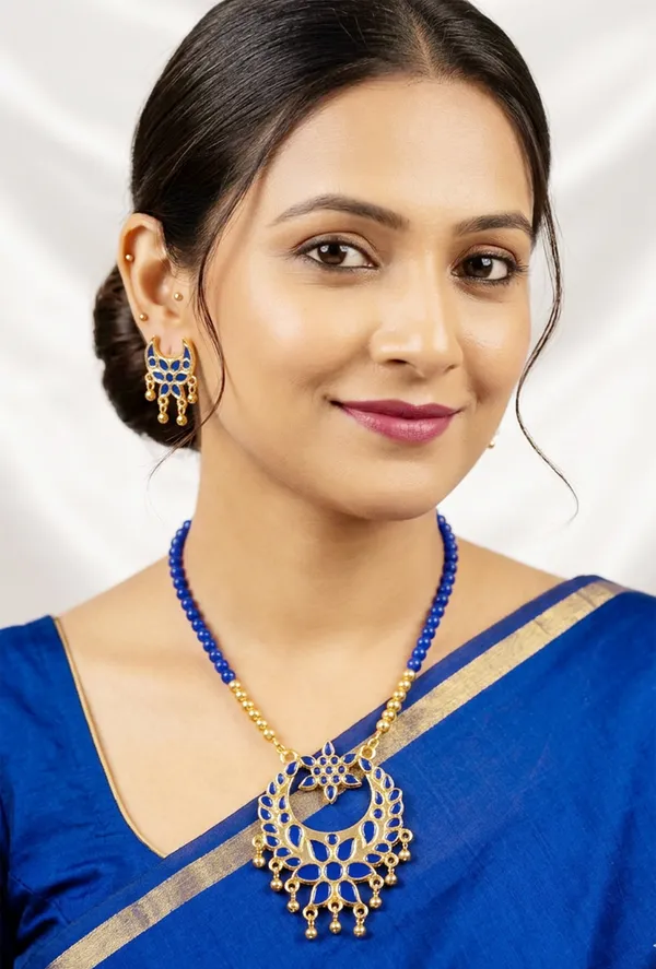 BG_GOLD_Assamese_Traditional_Copper_Based_Blue_Jun_Moni_Tassel_Jewellery_Set