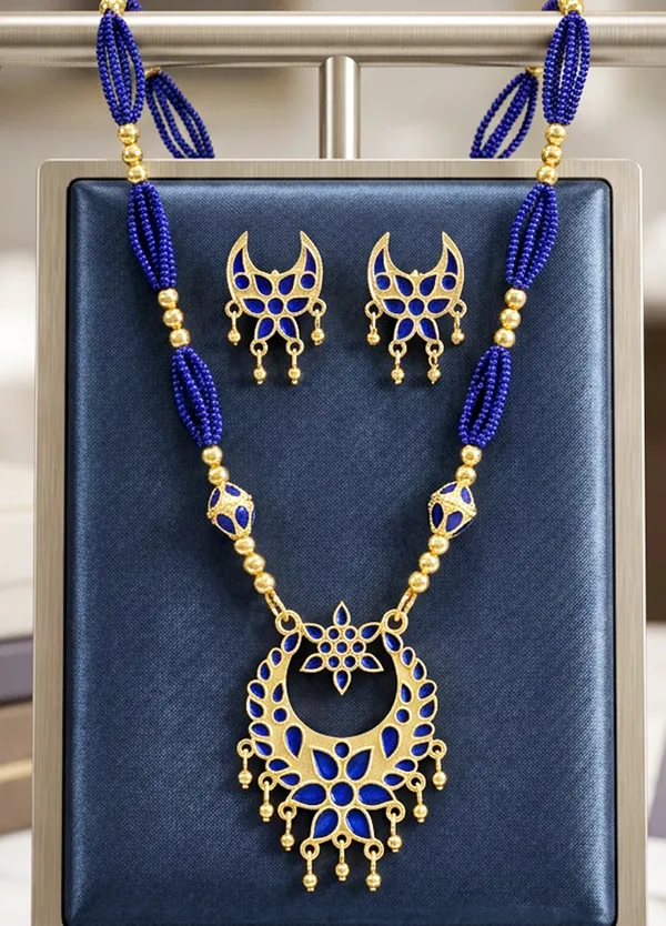BG_GOLD_Assamese_Traditional_Copper_Based_Blue_Jun_Monimala_Tassel_Jewellery_Set