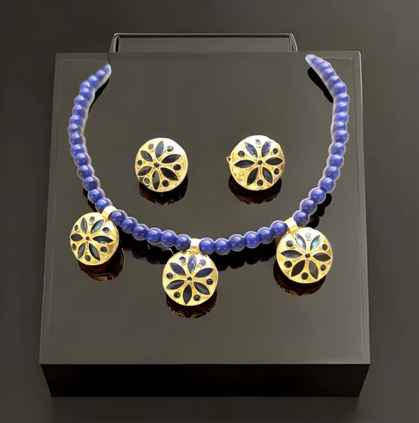 Assamese_Traditional_Copper_Based_Blue_Meenakari_Golpata_Set