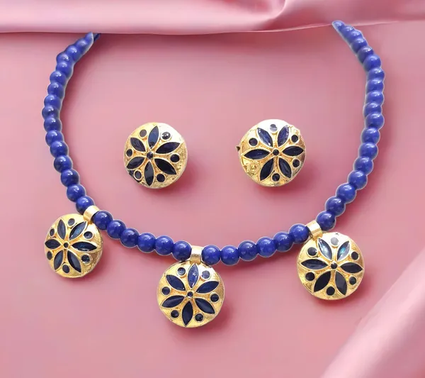 Assamese_Traditional_Copper_Based_Blue_Meenakari_Golpata_Set