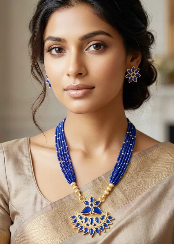 BG_GOLD_Assamese_Traditional_Copper_Based_Blue__Flower_Set_With__Tassel_Jewellery_Set
