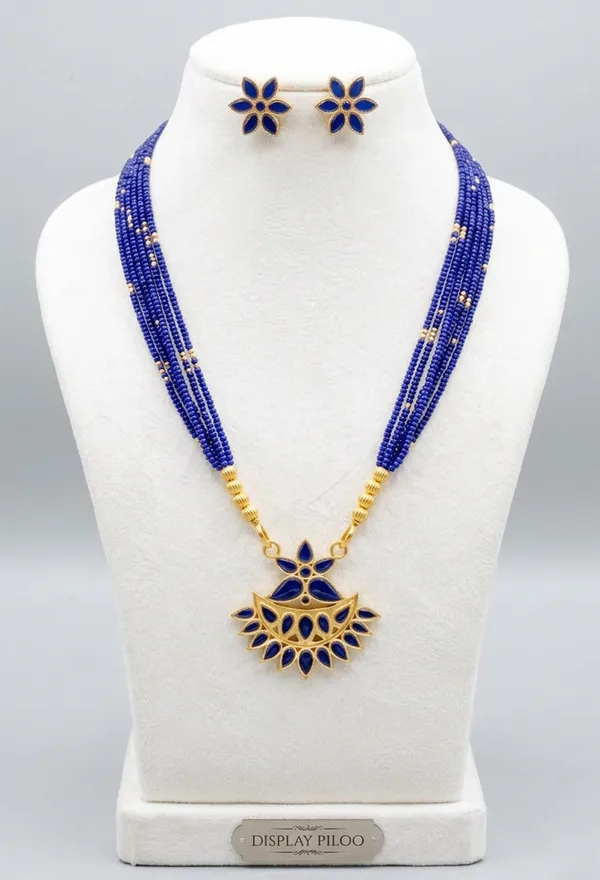BG_GOLD_Assamese_Traditional_Copper_Based_Blue__Flower_Set_With__Tassel_Jewellery_Set