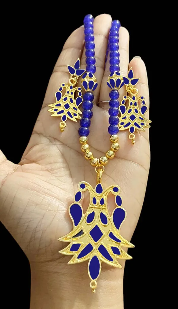 Assamese_Traditional_Copper_Based_Blue_Meenakari_Henpata_Jewellery_Set