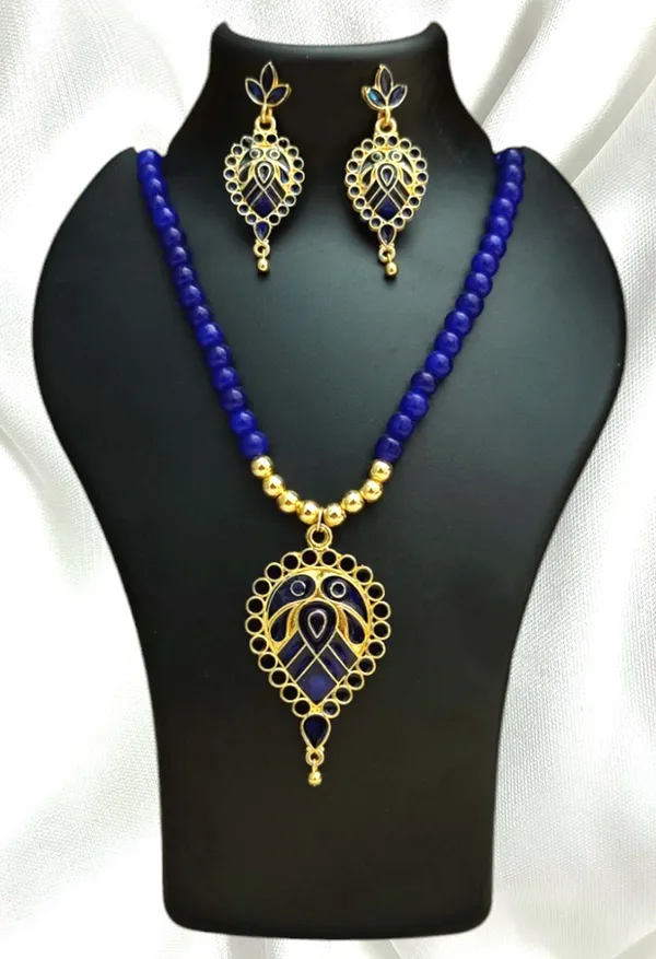 Assamese_Traditional_Copper_Based_Blue_Dugdugi_Moni_Tassel_Jewellery_Set