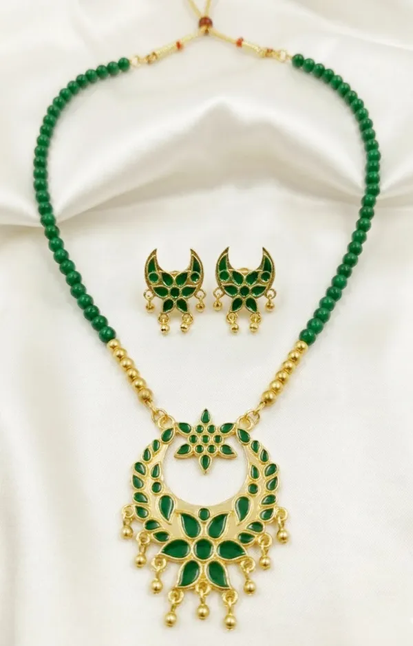 BG_GOLD_Assamese_Traditional_Copper_Based_Green_Jun_Moni_Tassel_Jewellery_Set