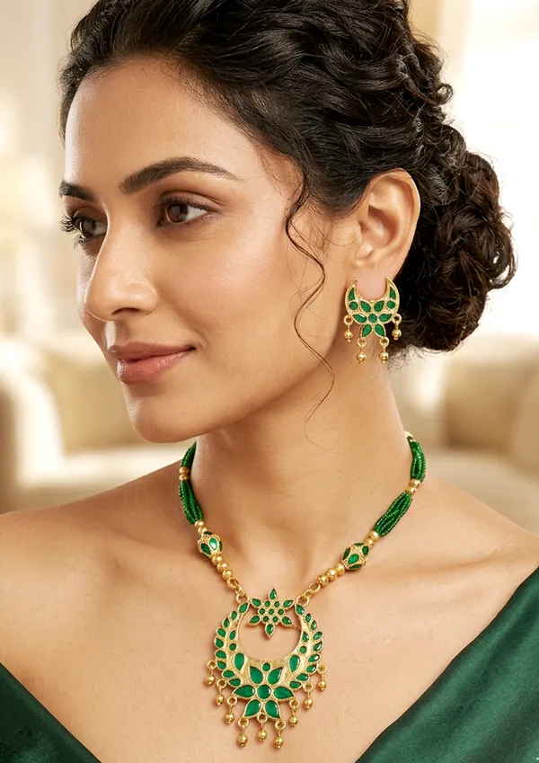 BG_GOLD_Assamese_Traditional_Copper_Based_Green_Jun_Monimala_Tassel_Jewellery_Set
