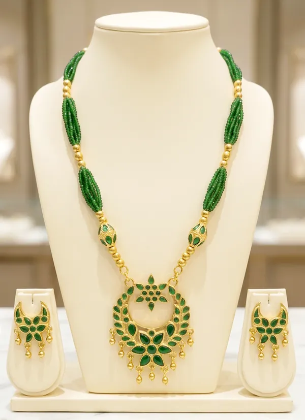 BG_GOLD_Assamese_Traditional_Copper_Based_Green_Jun_Monimala_Tassel_Jewellery_Set