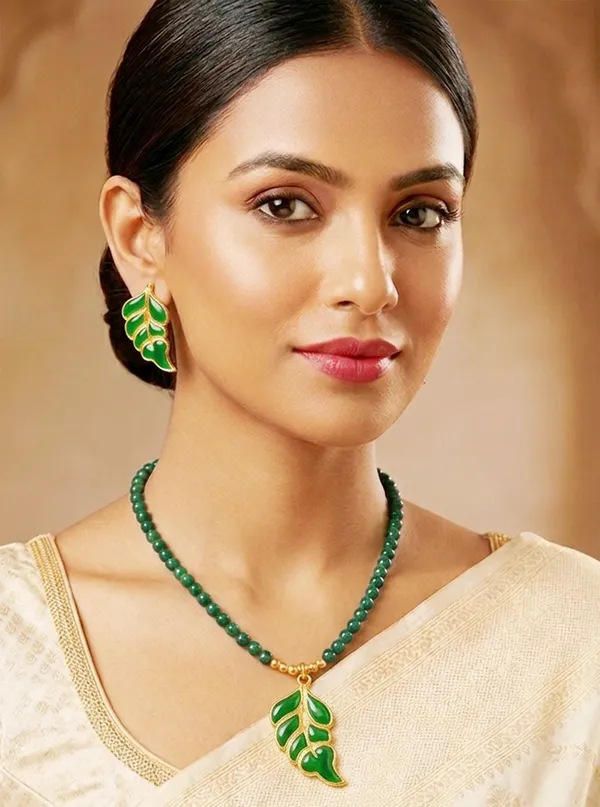 BG_GOLD_Assamese_Traditional_Copper_Based_Green_Patti_Moni_Tassel_Jewellery_Set