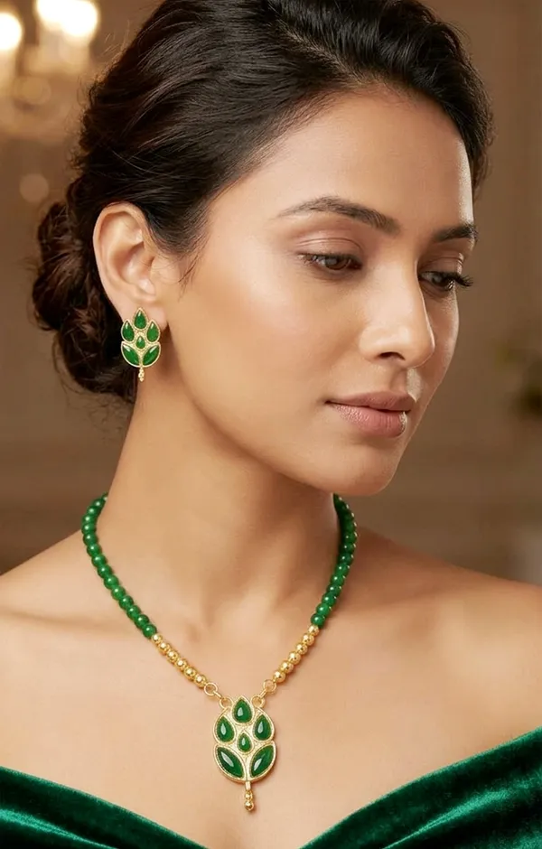 BG_GOLD_Assamese_Traditional_Copper_Based_Green_Patti_Moni_Tassel__Jewellery_Set