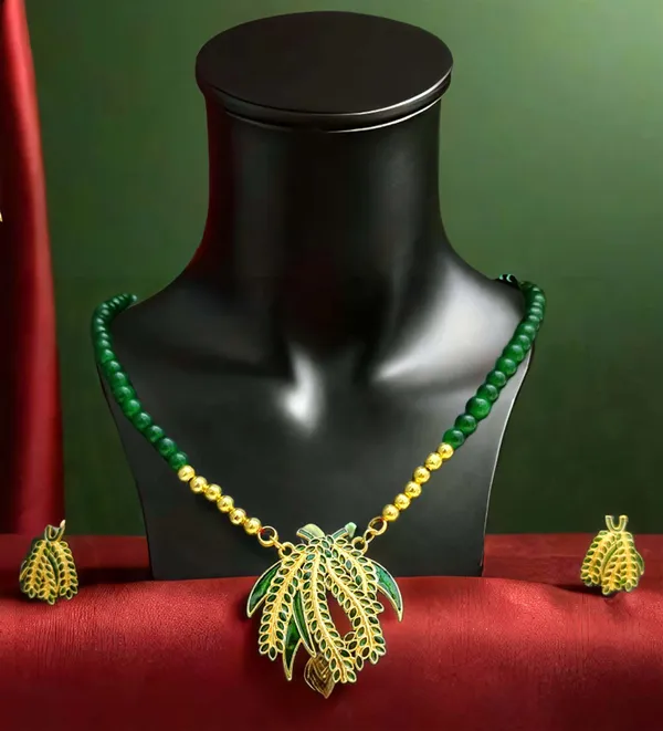 BGGOLD_Assamese_Traditional_Copper_Based_Green_Kopou_Ful_Moni_Tassel_Jewellery_Set