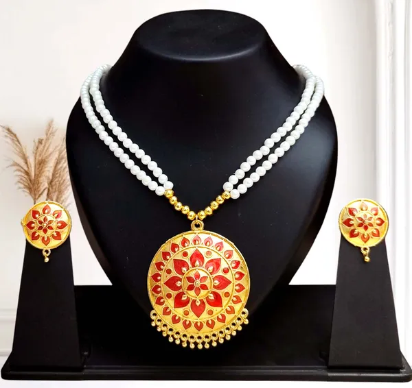 Assamese_Traditional_Copper_Based_Japi_White_Moti_Tassel_Jewellery_Set