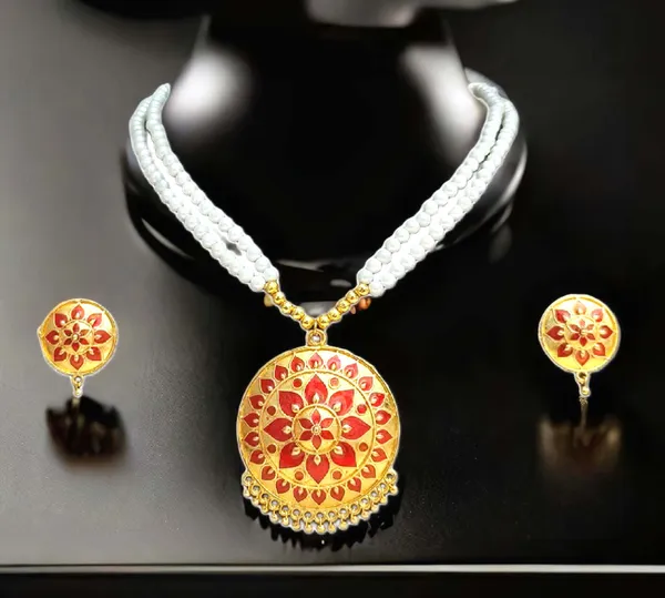 Assamese_Traditional_Copper_Based_Japi_White_Moti_Tassel_Jewellery_Set