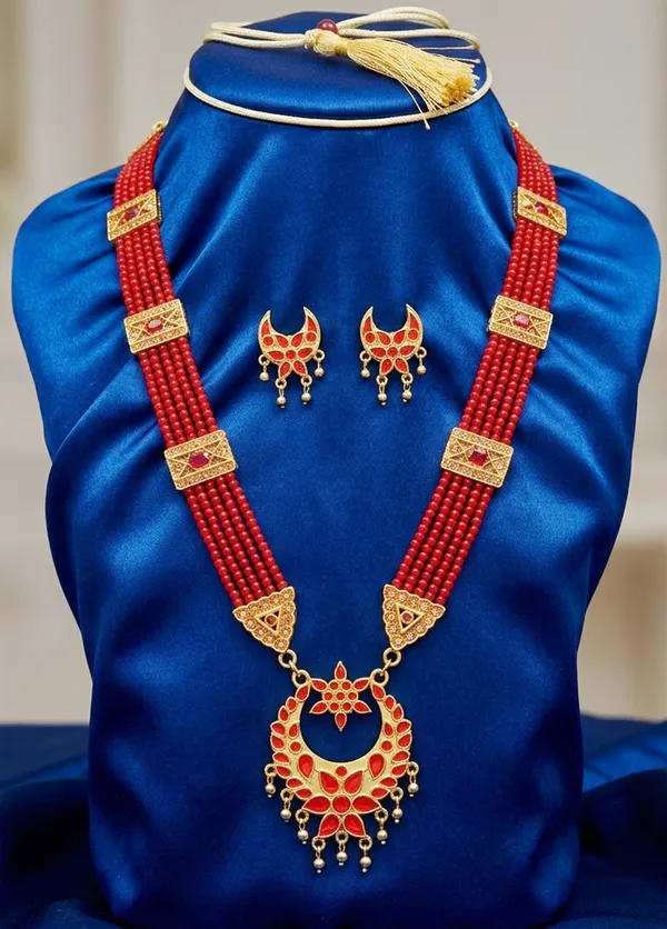 BG_GOLD_Assamese_Traditional_Copper_Based__Red_Jun_Moti_Tassel_Jewellery_Set