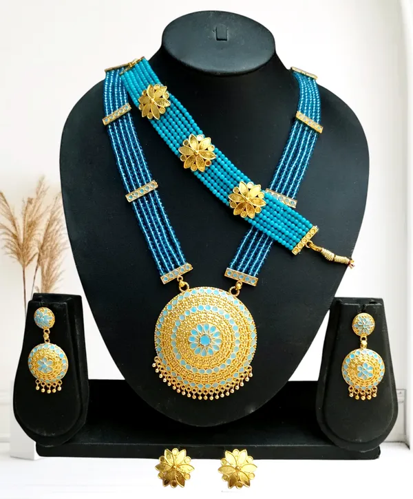 Assamese_Traditional_Copper_Based_Lite_Blue_Japi_Combo_Jewellery_Set