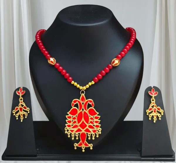 Assamese_Traditional_Copper_Based_Peacock_Ball_Mini_Tassel_Jewellery_Set