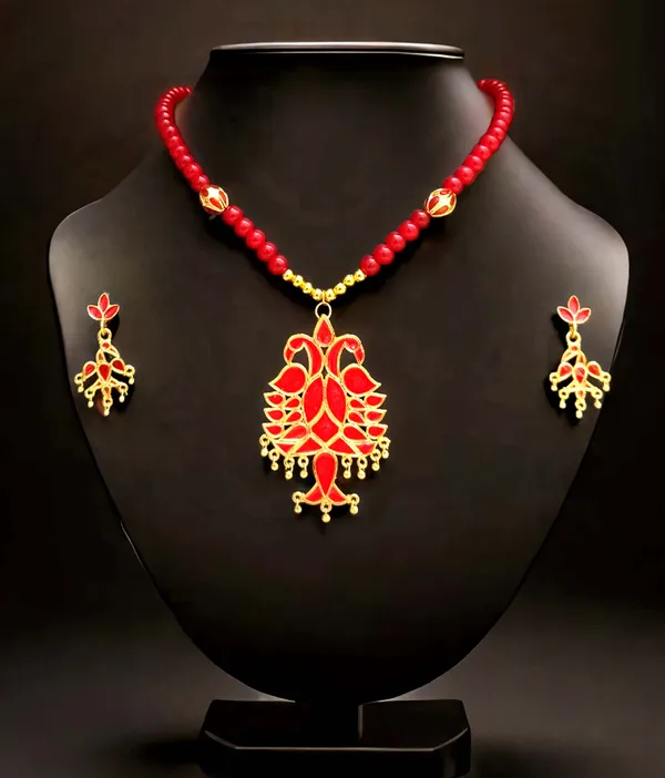 Assamese_Traditional_Copper_Based_Peacock_Ball_Mini_Tassel_Jewellery_Set