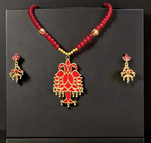Assamese_Traditional_Copper_Based_Peacock_Ball_Mini_Tassel_Jewellery_Set