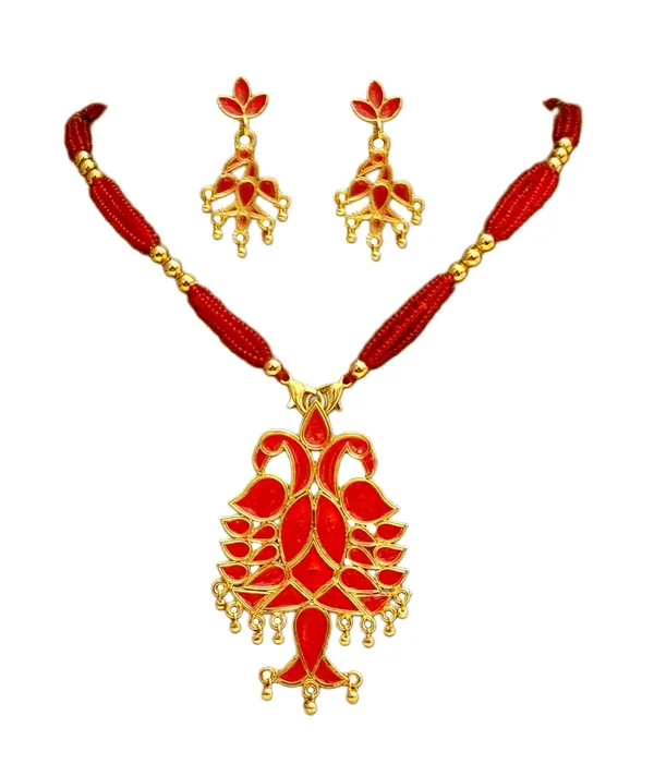 Assamese_Traditional_Copper_Based_Peacock_With_Tassel_Jewellery_Set