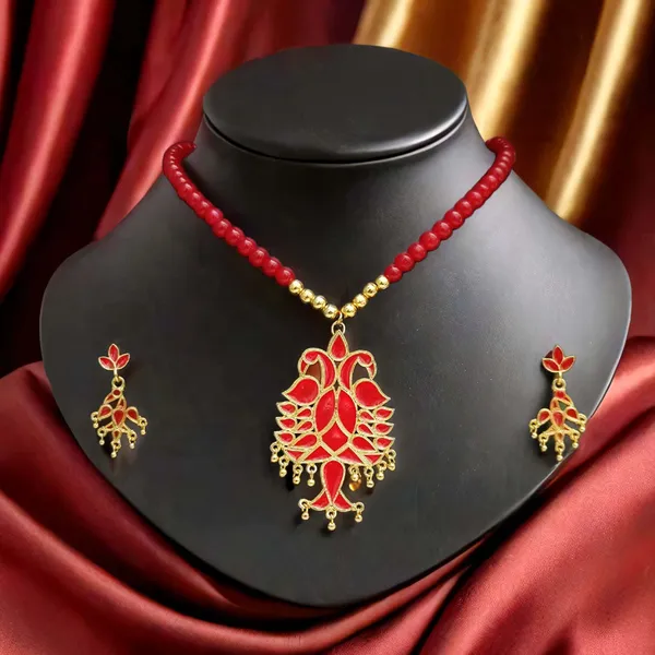 Assamese_Traditional_Copper_Based_Peacock_Mini_Tassel_Jewellery_Set