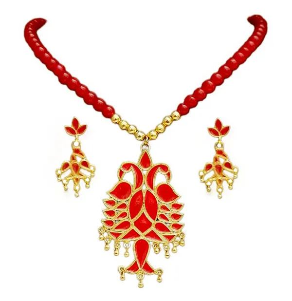 Assamese_Traditional_Copper_Based_Peacock_Mini_Tassel_Jewellery_Set
