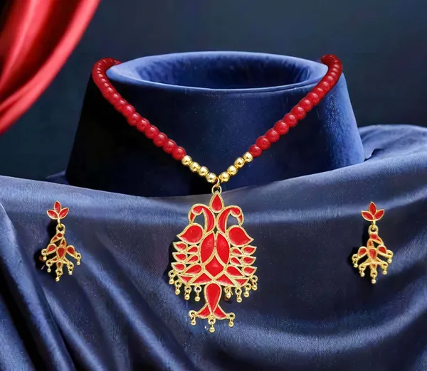 Assamese_Traditional_Copper_Based_Peacock_Mini_Tassel_Jewellery_Set