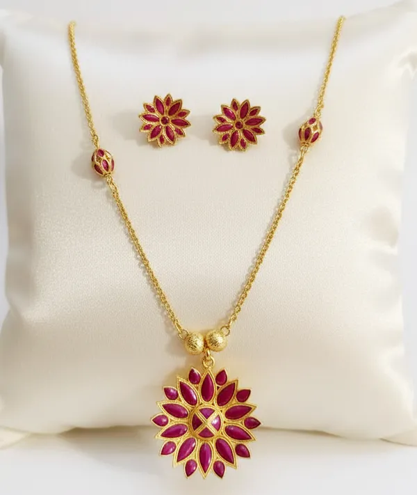 BG_GOLD_Assamese_Traditional_Copper_Based_Purple_Ful_Ball_Chain_Jewellery_SET