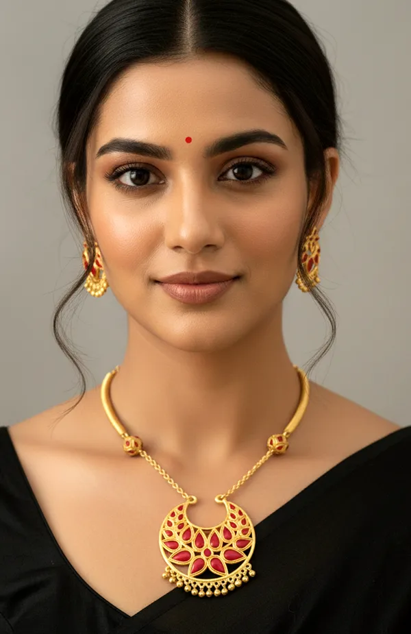Assamese_Traditional_Copper_Based_Red_Ball_With_Chain_Jun_Jewellery_Set