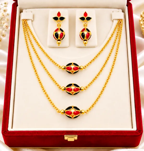 BG_GOLD_Assamese_Traditional_Copper_Based_Red_Black_3_Ball_Chain_Monimala_Jewellery_Set