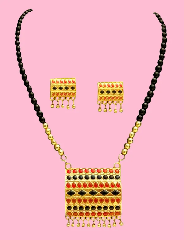 Assamese_Traditional_Copper_Based_Red_Black_Biscuit_Design_Jewellery_Set