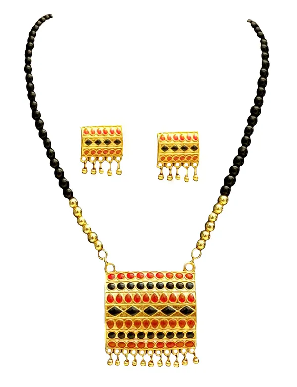 Assamese_Traditional_Copper_Based_Red_Black_Biscuit_Design_Jewellery_Set